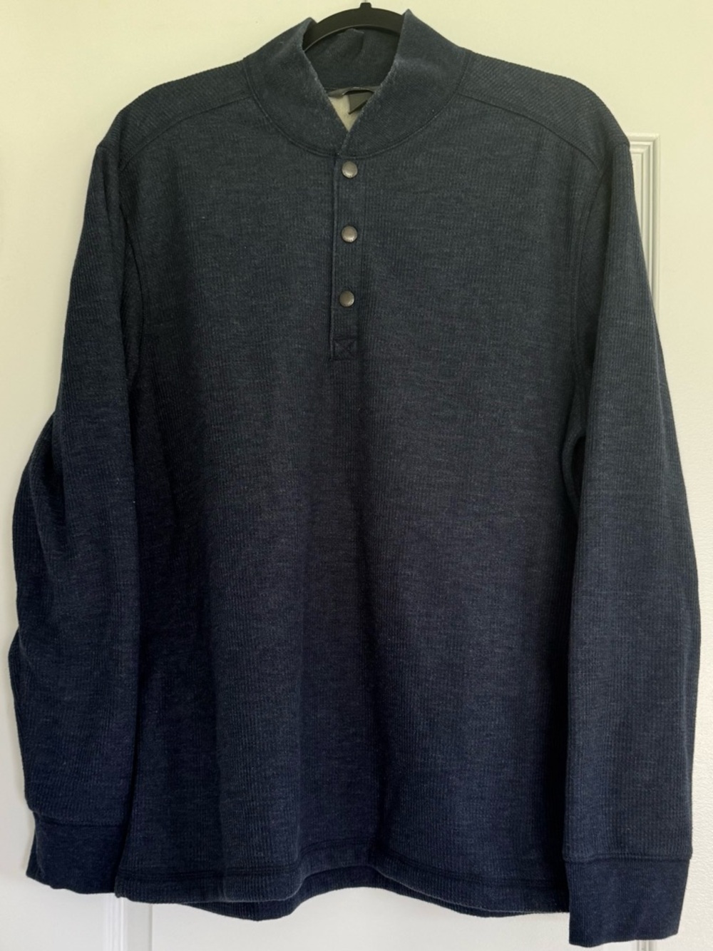 Eddie Bauer Sherpa Lined Henley Pullover Men’s L Blue Thermal Fleece Cozy